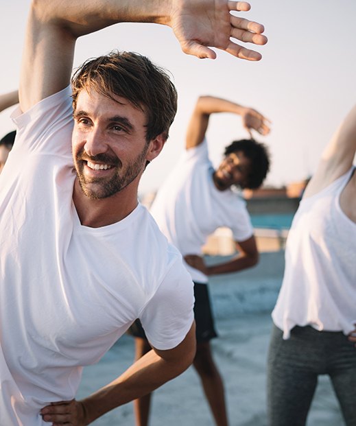 People enjoying outdoor exercise class